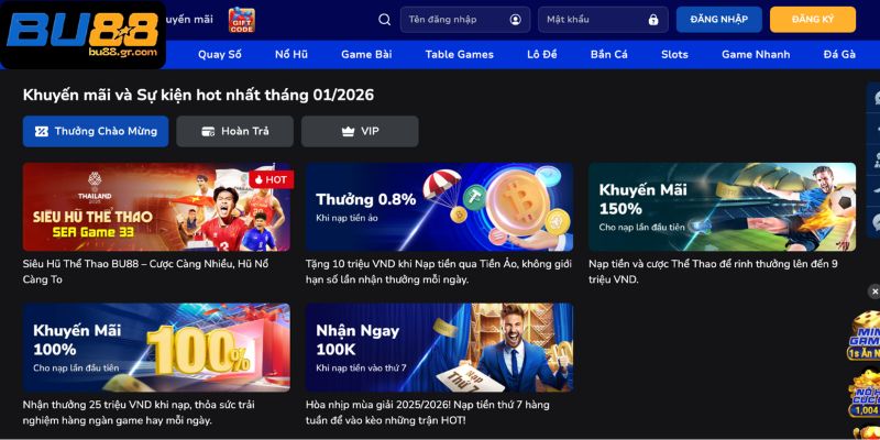 Danh sách khuyến mãi BU88 Hot nhất 2026